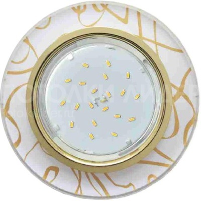Ecola GX53 H4 LD5310 Светильник с подсветкой Круг, металл-стекло, золото/ золото на белом