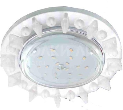 Ecola GX53 H4 LD5361 Светильник круг с подсветкой и квадратными стразами, металл-стекло, фон матовый/центральная часть хром