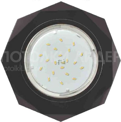 Встраиваемый светильник GX53 H4 5312 «8-угольник с прямыми гранями», металл - стекло, чёрный хром / чёрный