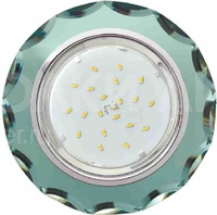 Встраиваемый светильник GX53 H4 5313 «Круг с вогнутыми гранями», металл - стекло, хром / изумруд