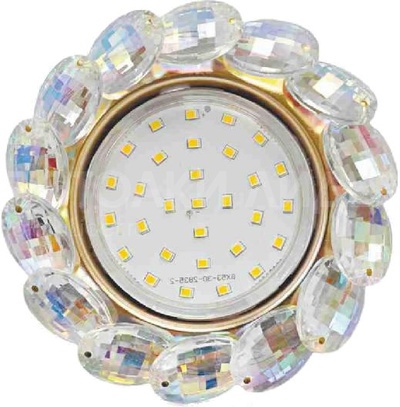 Встраиваемый светильник GX53 H4 5342 «Круг с большими хрусталиками», стекло, матовый / хром