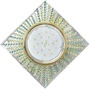 Встраиваемый светильник GX53 H4 5352 «Квадрат со стразами», стекло, прозрачные и бирюзовые стразы / фон зеркальный / золото