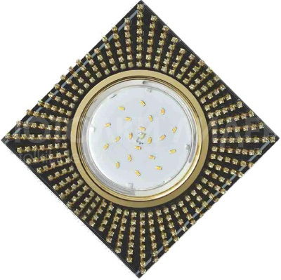 Встраиваемый светильник GX53 H4 5352 «Квадрат со стразами», стекло, прозрачные стразы / фон чёрный / золото