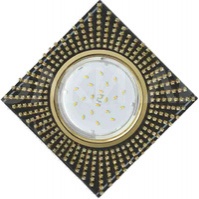 Встраиваемый светильник GX53 H4 5352 «Квадрат со стразами», стекло, прозрачные стразы / фон чёрный / золото