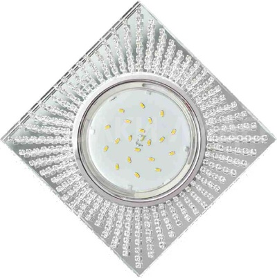 Встраиваемый светильник GX53 H4 5352 «Квадрат со стразами», стекло, прозрачные стразы / фон зеркальный / хром