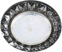 Встраиваемый светильник GX53 H4 5361 «Круг с крупными стразами Конус», стекло, фон чёрный / центральная часть хром